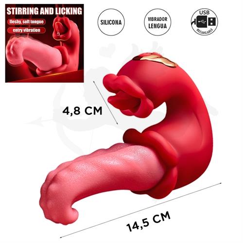 Vibrador doble con forma de lengua
